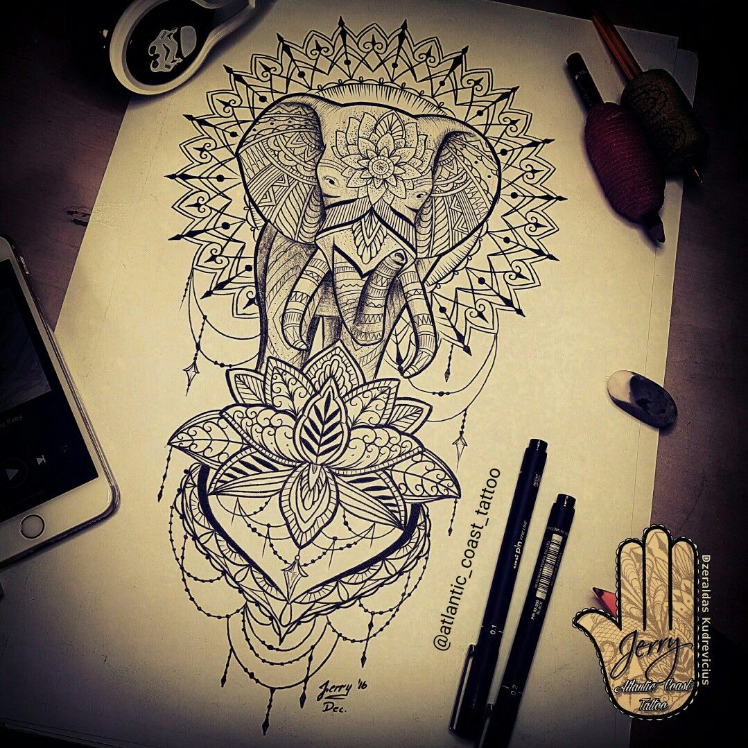 1079x1079 Mandala Elephant Tattoo Design Idea By Dzeraldas Jerry Kudrevicius