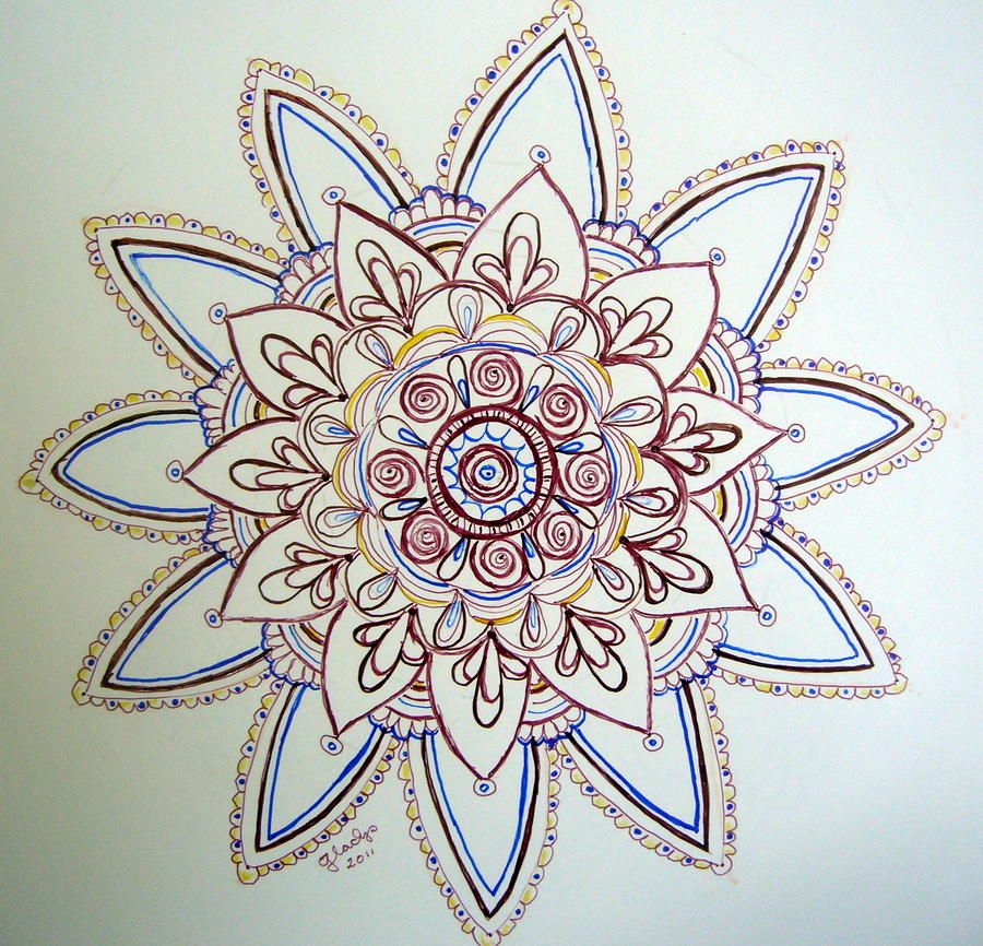 900x866 Flower Mandala Flower Mandala Drawing By Gladys Childers