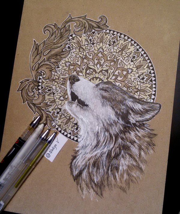 600x714 Image Result For Wolf Mandala Wolf Mandala Gold