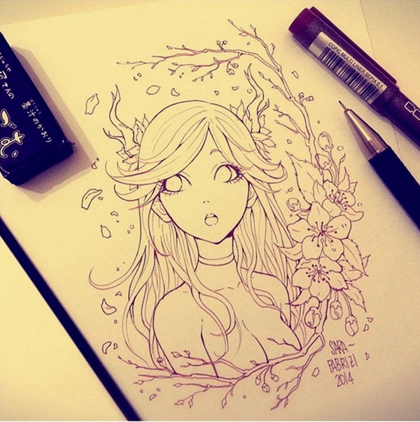 600x604 40 Amazing Anime Drawings And Manga Faces