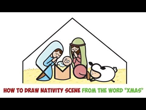 480x360 How To Draw Cartoon Nativity Scene With Mary, Jesus, And Joseph