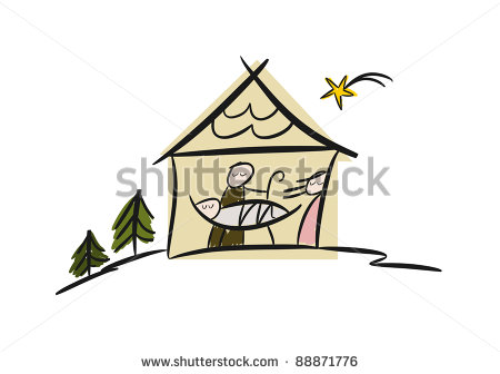 450x336 Stock Photo Colorful Drawing Of Nativity Scene With Manger Family