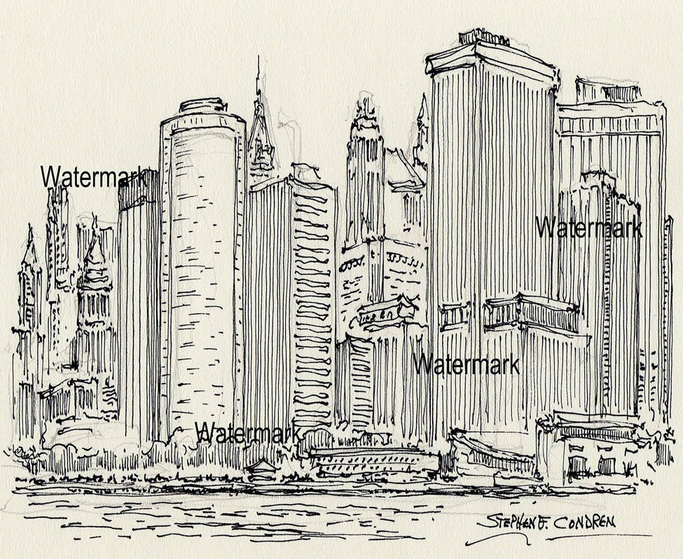 975x798 York City Skyline Pen Ampk Drawing Of Towering Skyscrapers