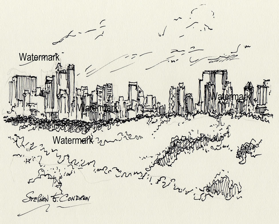 975x784 Skyline Pen Amp Ink Drawing Of Midtown From Central Park.