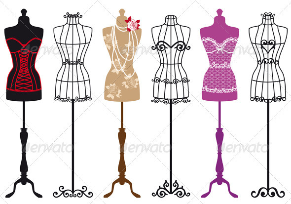 590x413 Vintage Fashion Mannequins, Vector Set By Amourfou Graphicriver