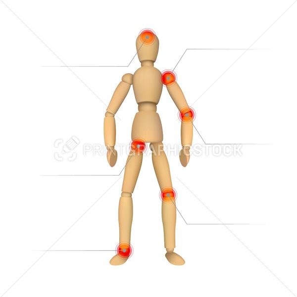 600x600 Pain Infographics. Wooden Female Or Male Mannequin For Drawing