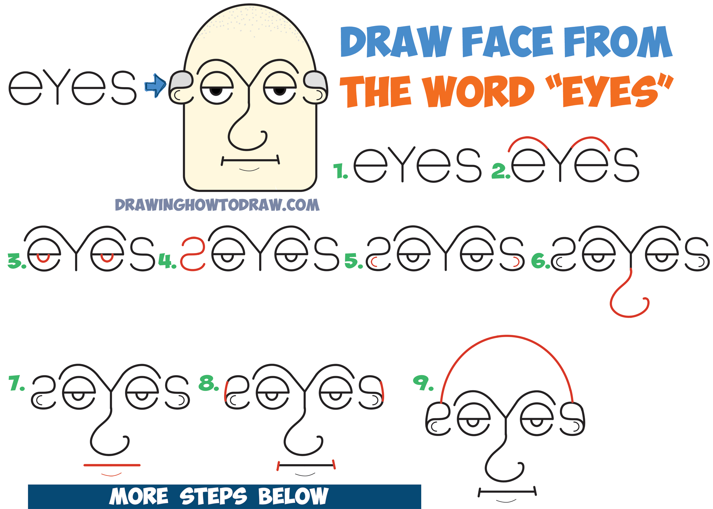 2500x1786 How To Draw Old Man's Face Head From The Word Eyes In Easy
