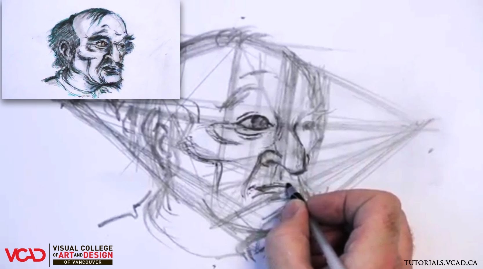 1666x929 Learn How To Draw An Old Man's Face In Two Point Perspective Part
