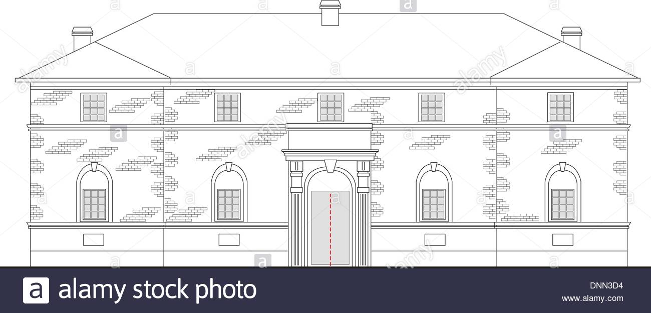1300x625 Line Drawing Illustration Of A Heritage Mansion Building Viewed