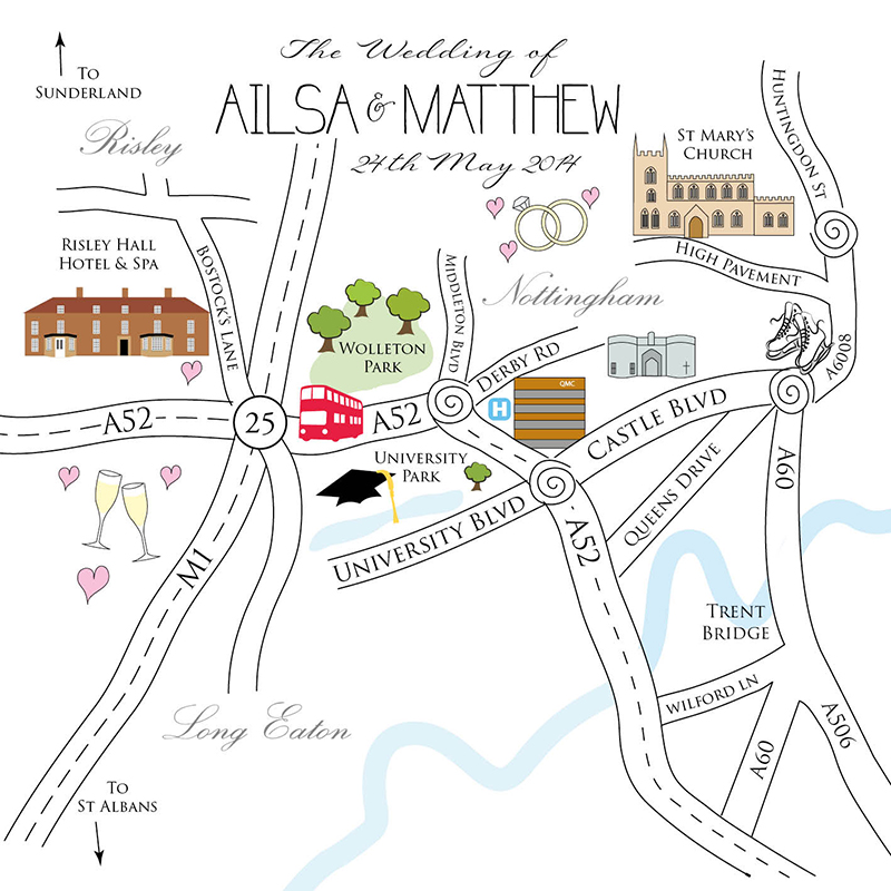 800x800 Wedding Map Drawing