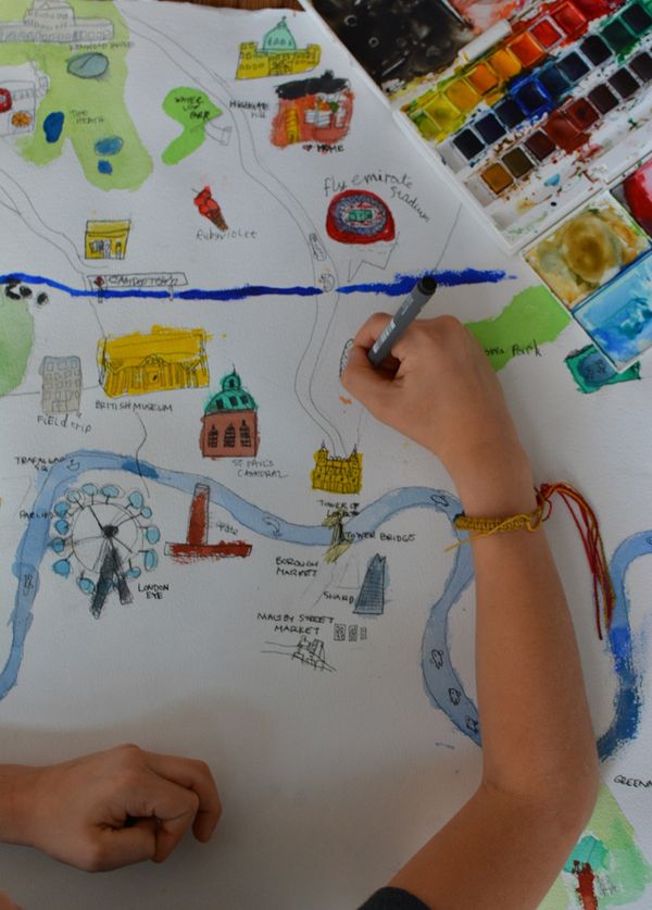 600x837 Draw A Map Of Your City Watercolor, City And Detail