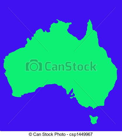 419x470 Outline Map Of Australia And Tasmania In Green, Isolated