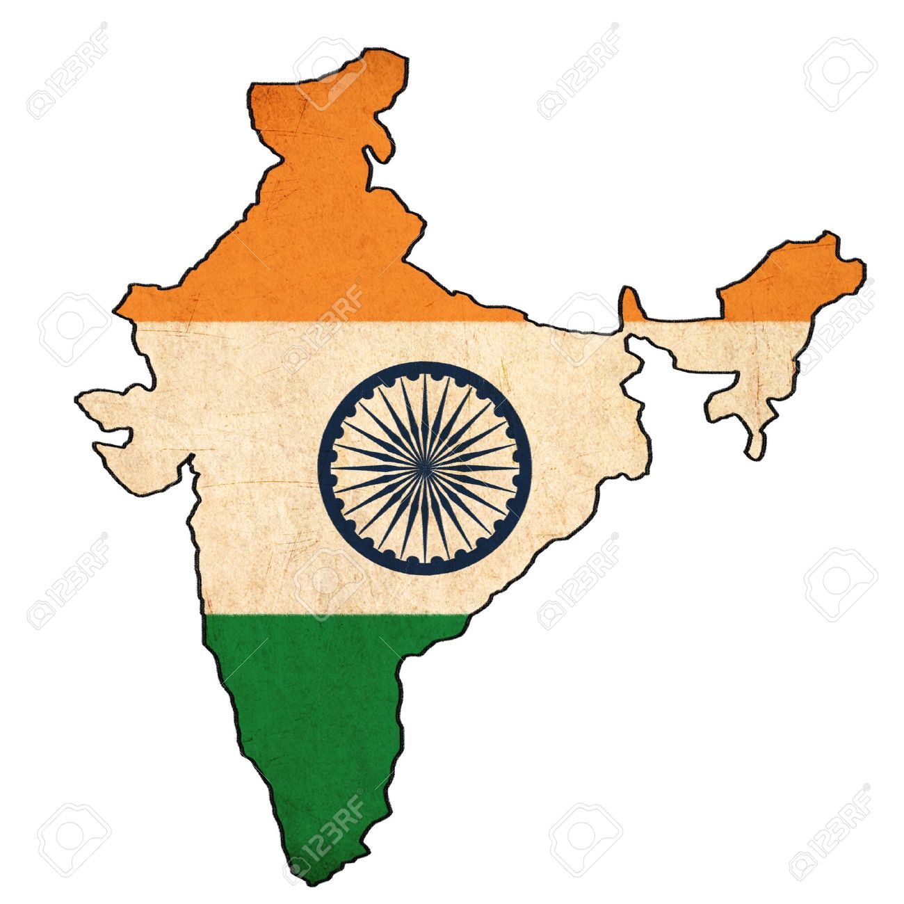 1300x1300 India Map On India Flag Drawing ,grunge And Retro Flag Series