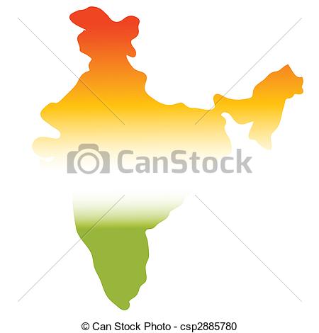 450x470 Map Of India In Tri Colours, Green, White, Orange Stock