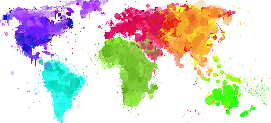 900x408 Worldmap Ink Paint 6 Colors V2 Digital Art By Hq Photo