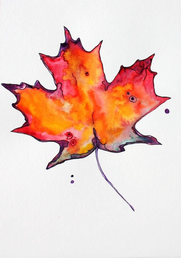 633x900 Leaf Drawings Maple Leaf Painting By Pat Purdy