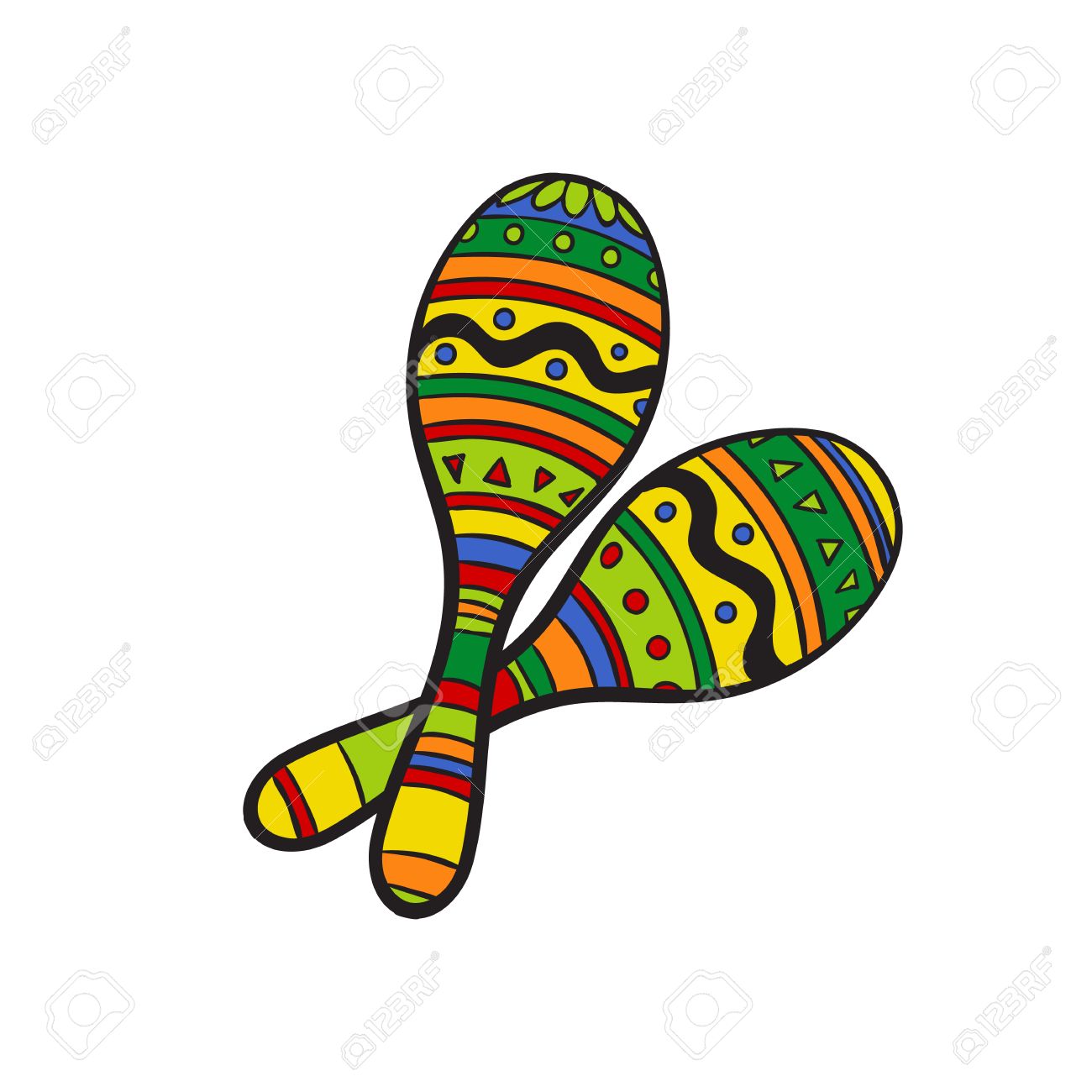 1300x1300 Pair Of Traditional Mexican Brightly Colored Maracas Or Rumba