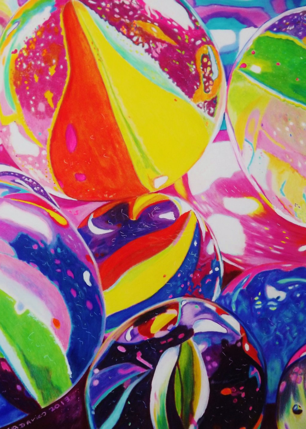 1024x1434 Glass Marble And Beads Colour Pencil Drawing By Shirls Art