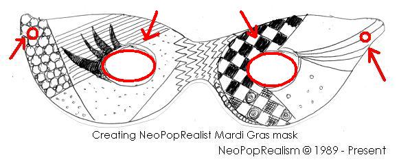 581x242 Mardi Gras Neopoprealist Mask With Ink Pen Pattern Drawing