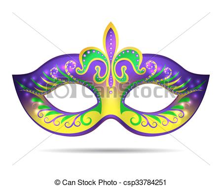 450x379 Mardi Gras Mask Isolated On White. Vector Illustration Clipart