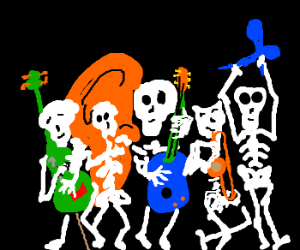 300x250 Skeleton Mariachi Band