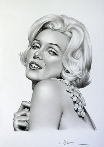 440x620 Marilyn Monroe Pencil Drawing Fine Art Print Portrait Classic