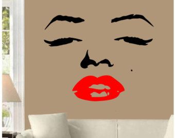 340x270 Marilyn Monroe Face Red Lips Wall Decal Sticker Decor Home Art