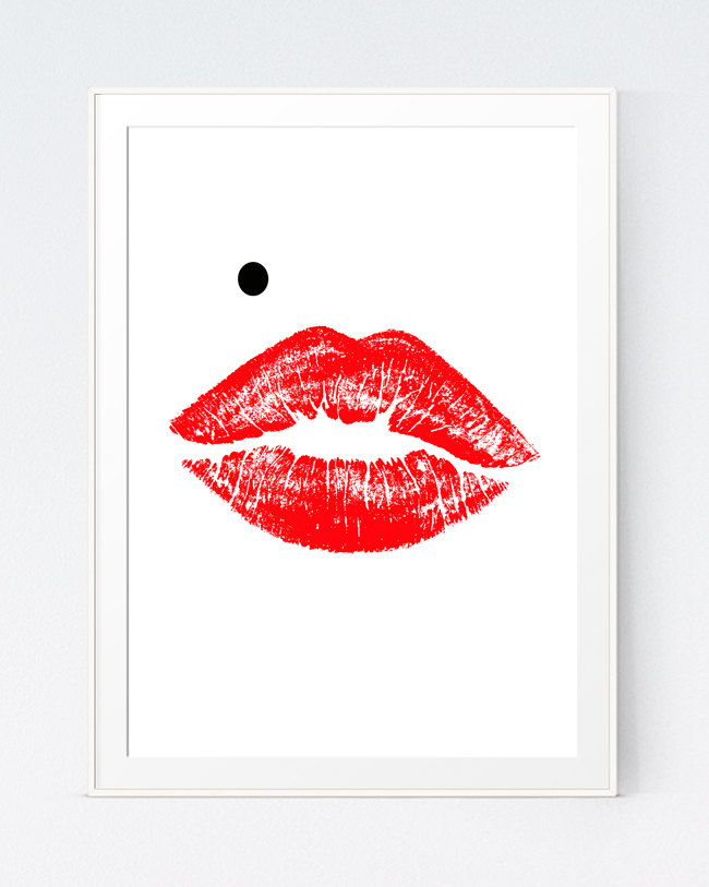 650x813 Marilyn Monroe Lips Red With Black Mole Printable, Digital Diy