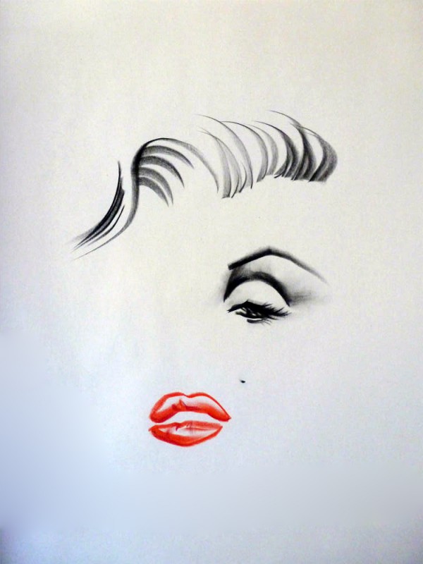600x800 Sketchy Pencil Point Marilyn Monroe And Her Thick Red Lips