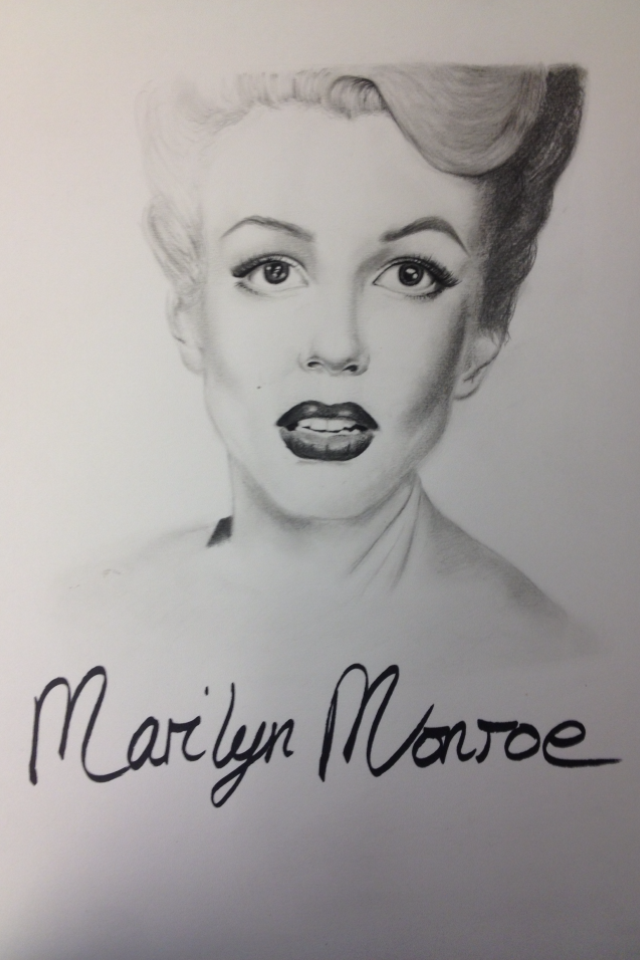 640x960 Marilyn Monroe Portrait Drawing By Yuyiunicorn