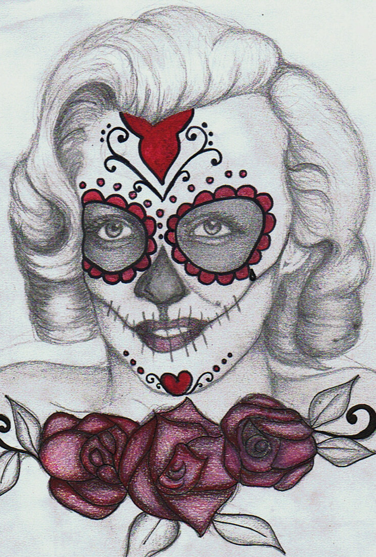 735x1088 Marilyn Monroe Sugar Skull By Prettyodd09