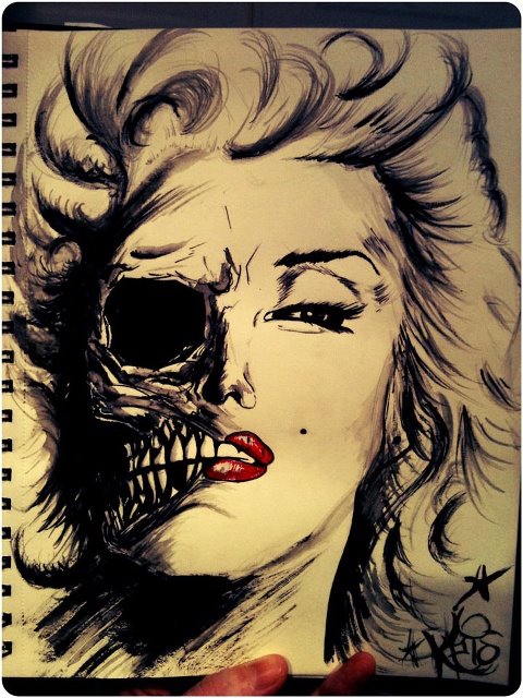 480x640 Marilyn Monroe Skull By Krislikk666