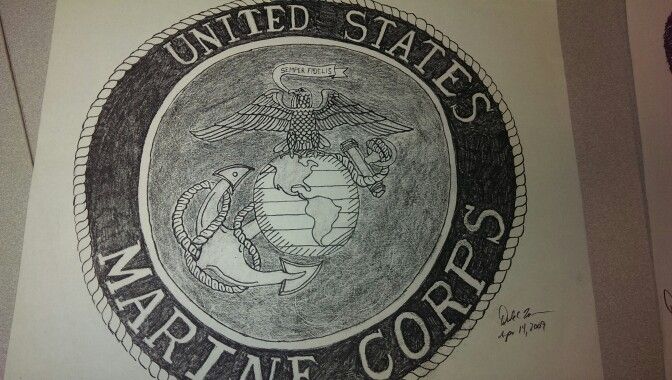 672x380 Marine Corps Emblem Drawings Marine Corps Emblem