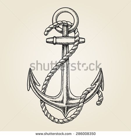 450x470 Vector Hand Drawn Nautical Anchor. Element Ship, Travel