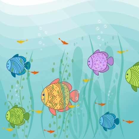 468x467 Marine Life Drawing Colorful Handdrawn Fish Icons Vectors Stock