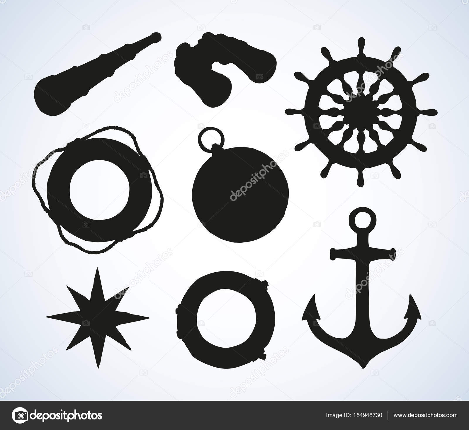 1600x1467 Marine Symbols. Vector Drawing Stock Vector Marinka