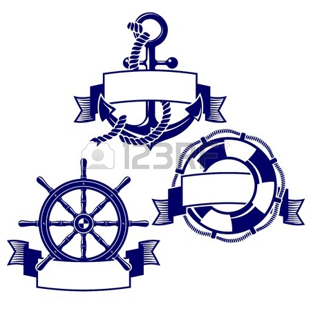 450x450 Set Of Marine Symbols Vector Illustration Royalty Free Cliparts