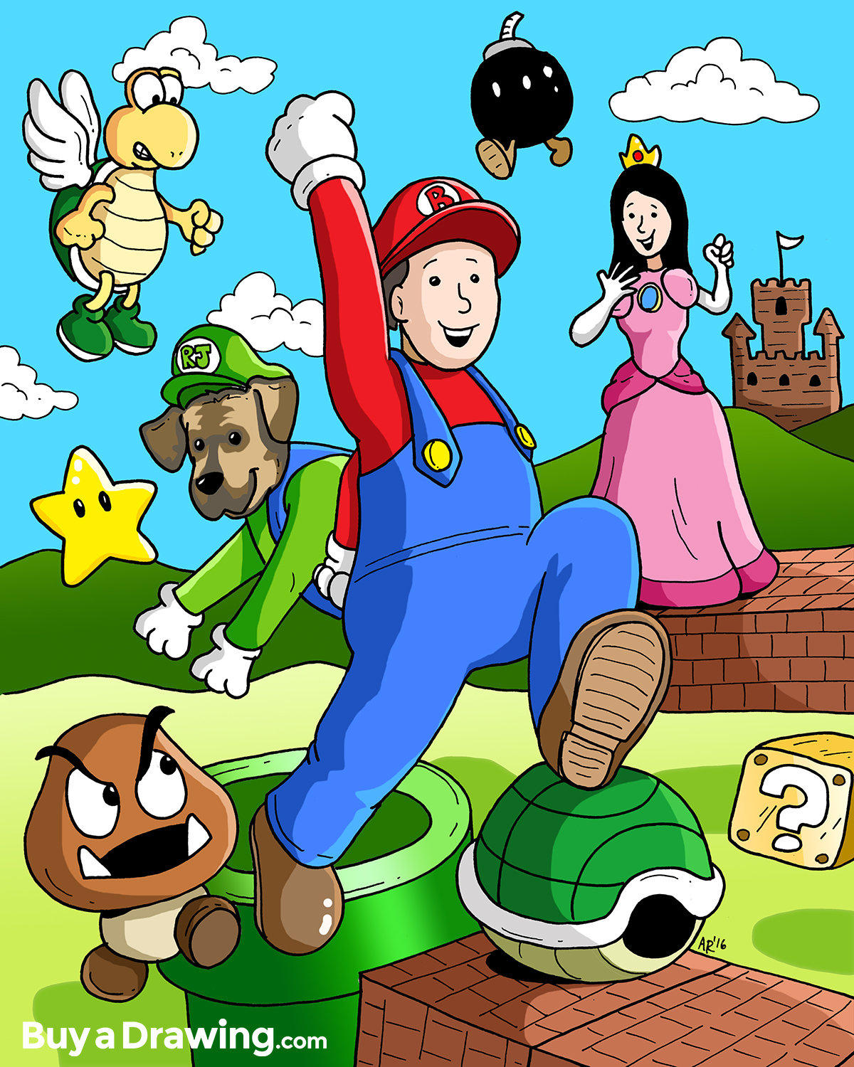 1200x1500 Cartoon Drawing Of Husband Amp Wife As Super Mario Amp Princess