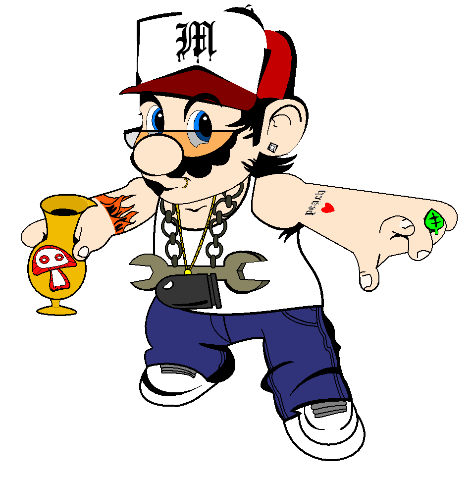955x963 Gangsta' Mario Colored By Sheen Teen