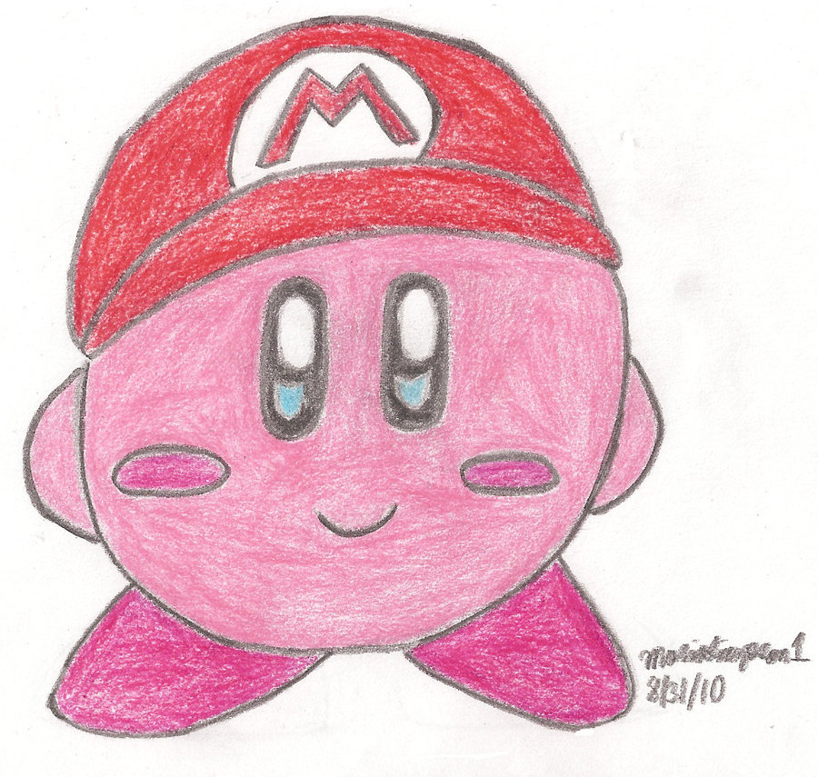 900x855 Kirby With Mario Hat Drawing By Mariosimpson1