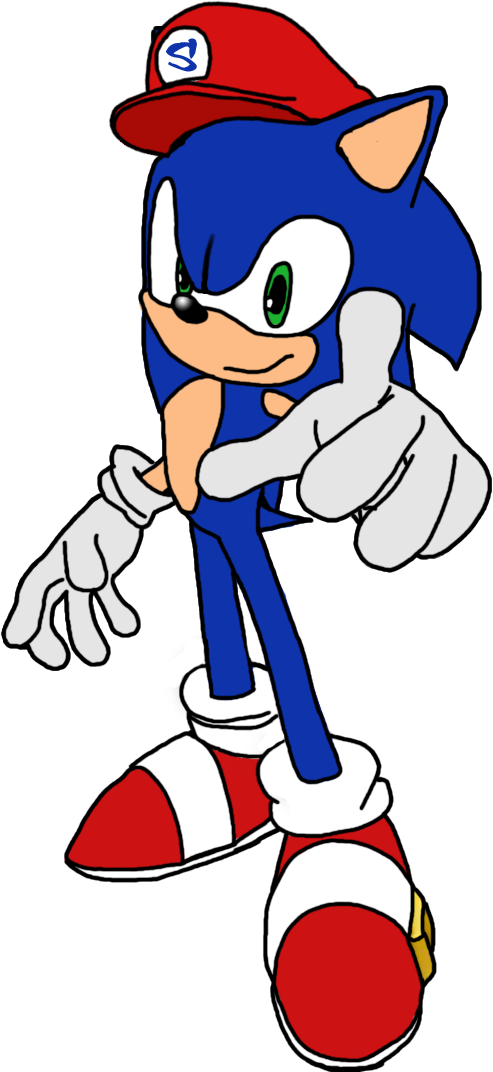 493x1072 Sonic Drawing Mario's Hat By Toonyoshi