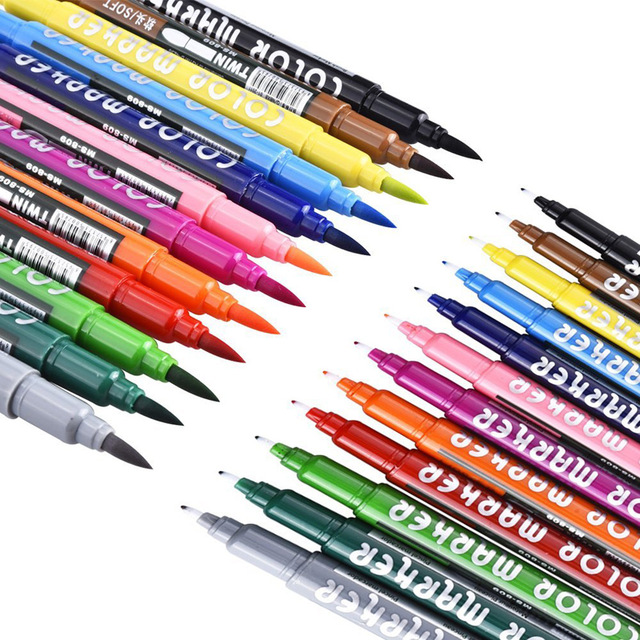 640x640 Superior 12 Colors Artist Brush Sketch Markers Water Based Ink