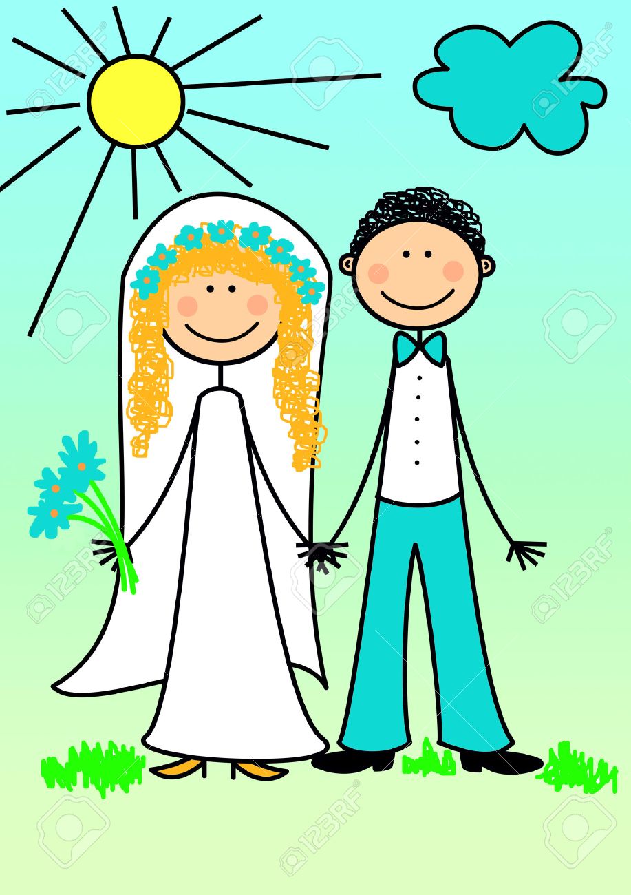 917x1300 Happy Newly Married Couple, Series, Illustration, Painting