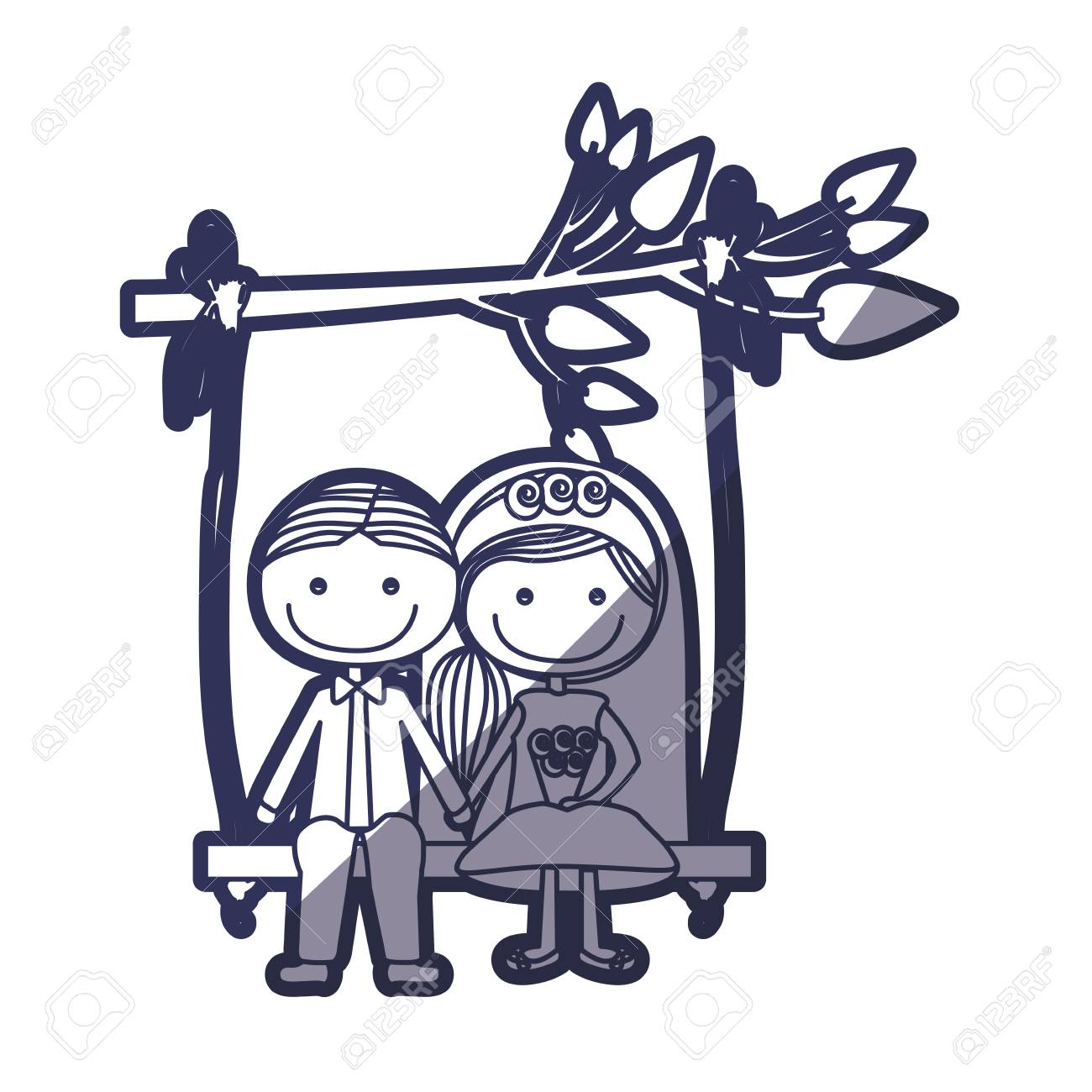 1300x1300 Blue Color Contour Caricature Married Guy With Formal Suit