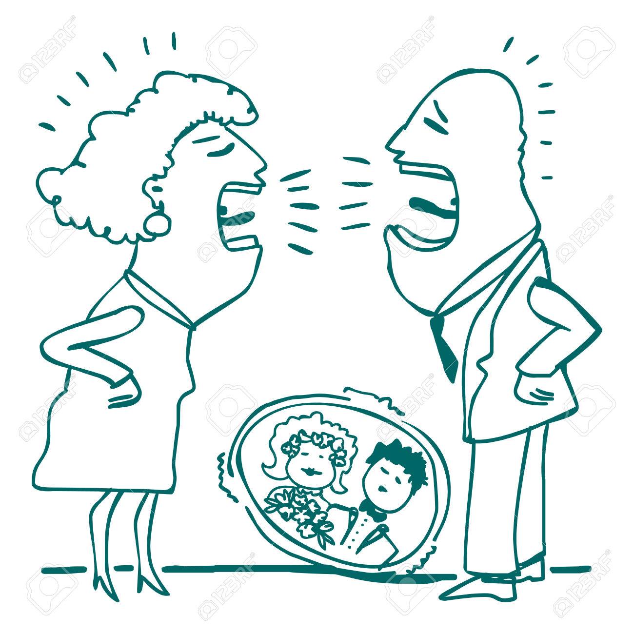 1300x1300 Drawing Of A Fighting Married Couple Royalty Free Cliparts