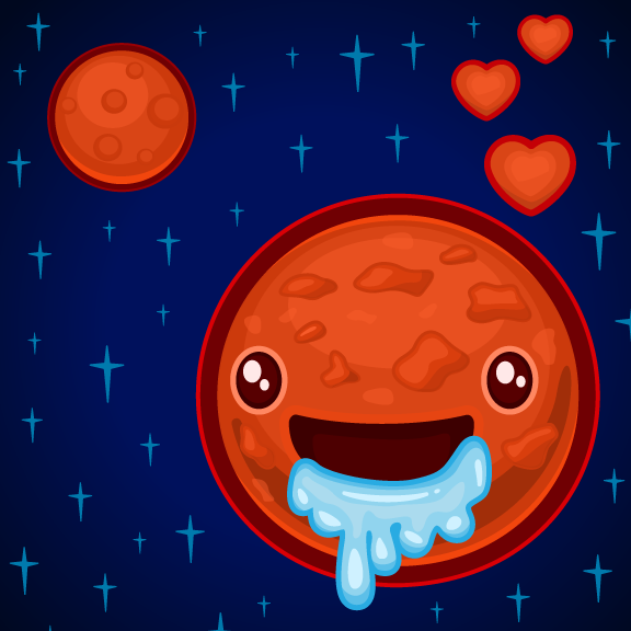 576x576 Mars And His Moon! Lt3 Today's Drawing Inspired By Water Found