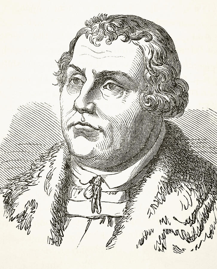 726x900 Martin Luther Drawing By English School