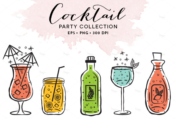 570x386 Digital Cocktail Glasses Clipart Wine Glasses Illustration