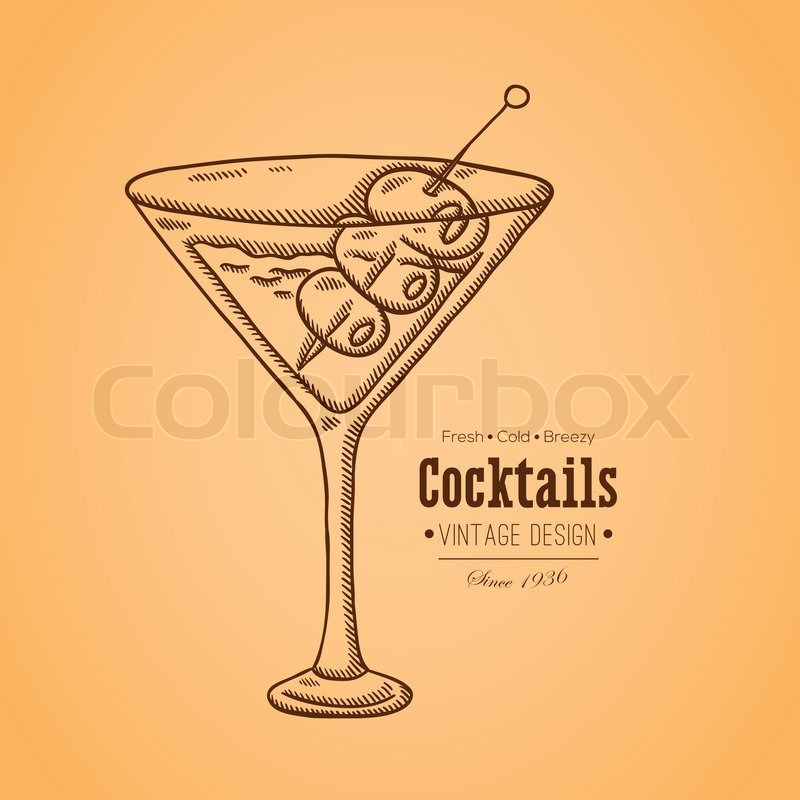 800x800 Vintage Illustration Of Cocktail. Easily Editable Vector. Drink