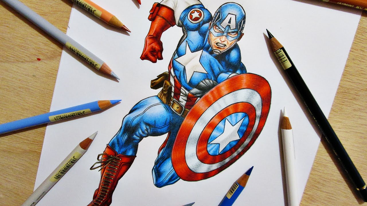 1280x720 Speed Drawing Captain America Marvel Comics